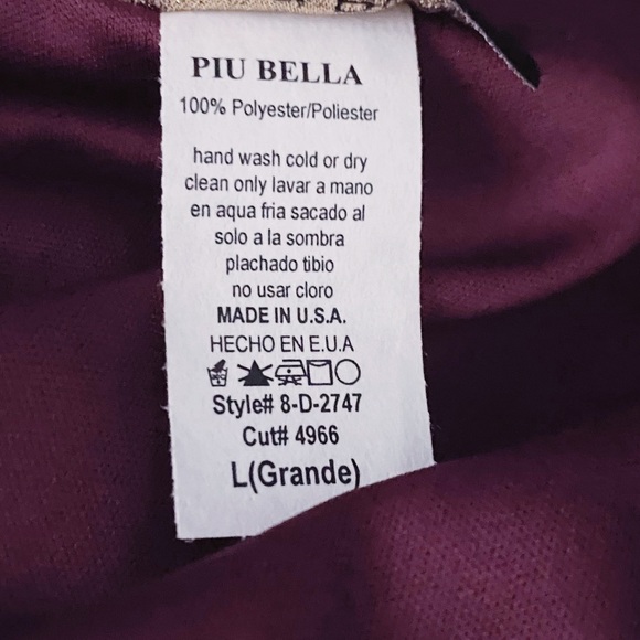 Nina Piu Boutique Floral Chiffon Overlay A-Line Dress Women’s L (12) Plum - Picture 9 of 10